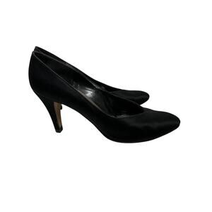 Vintage Yves Saint Laurent Pumps 6.5 Black Pointed Toe Stiletto Heels 74289